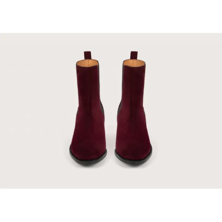 Heschung Les Intemporels|Bottines Et Bottes|Chelsea Boots Maud VelourscolorisAubergine,semelleCuir